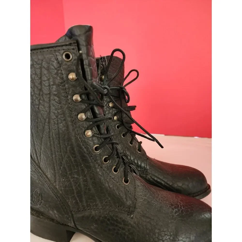 Vtg Durango Men's Size 7.5 Black Leather Lace Up Boots